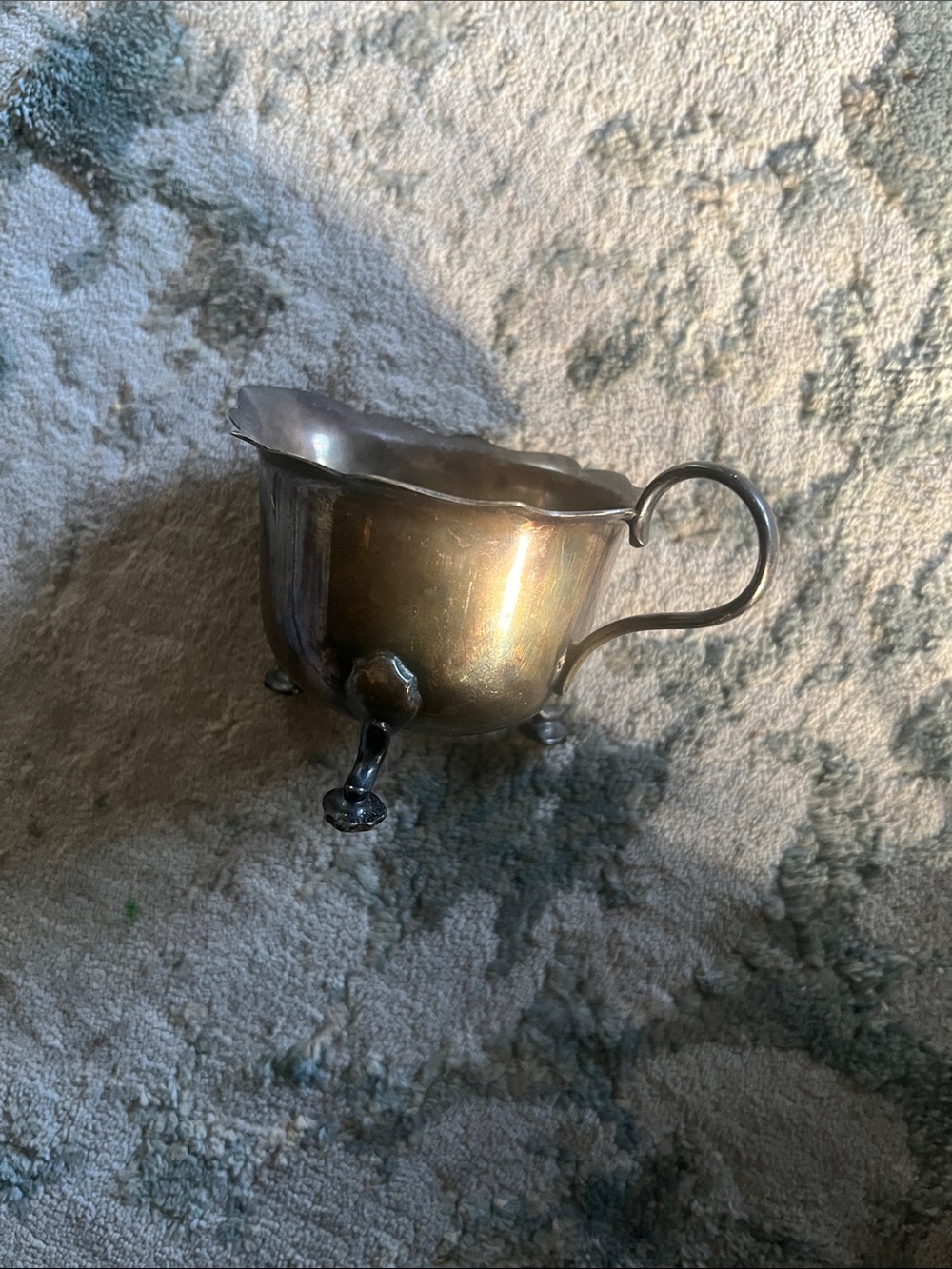 Vintage Silver-Tone Creamer with Handle and Claw Feet
